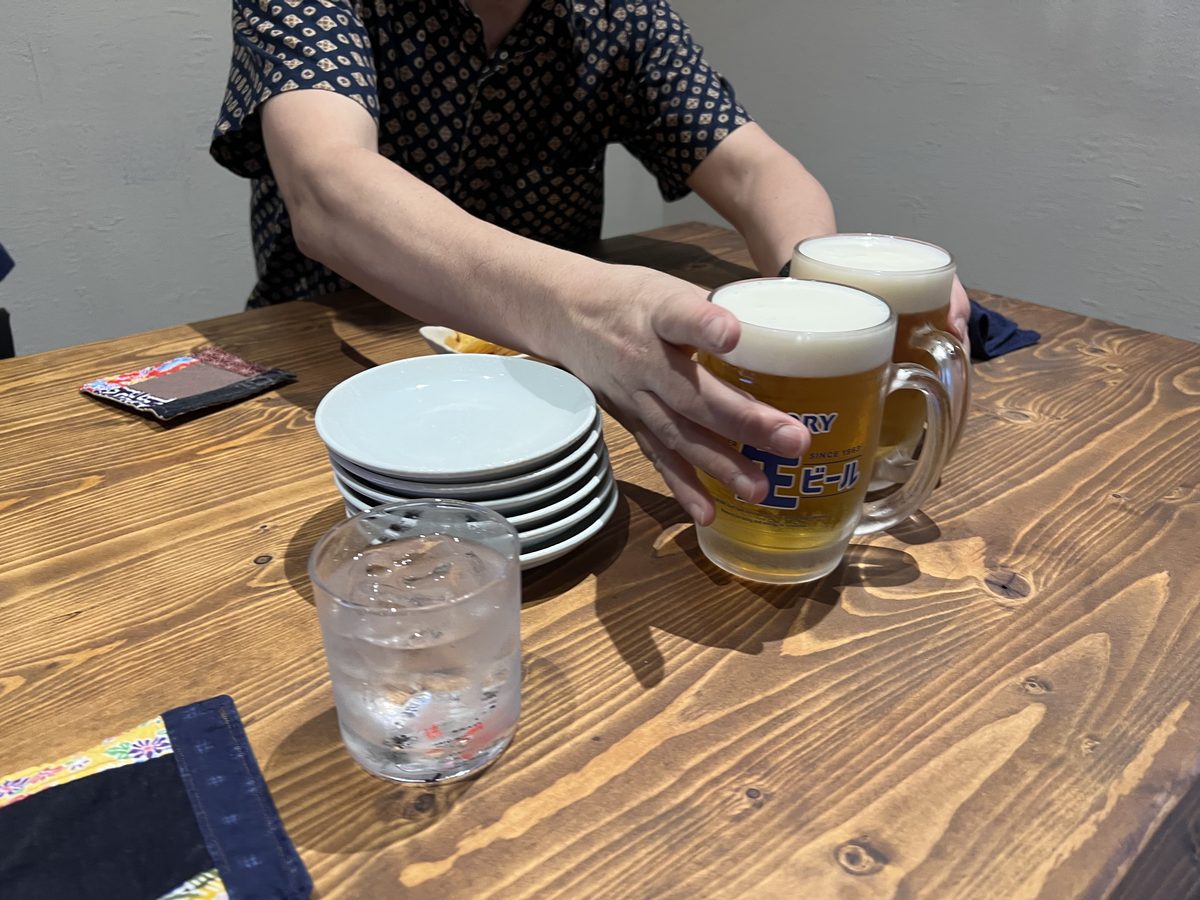 たかくらで運ばれてきた生ビール