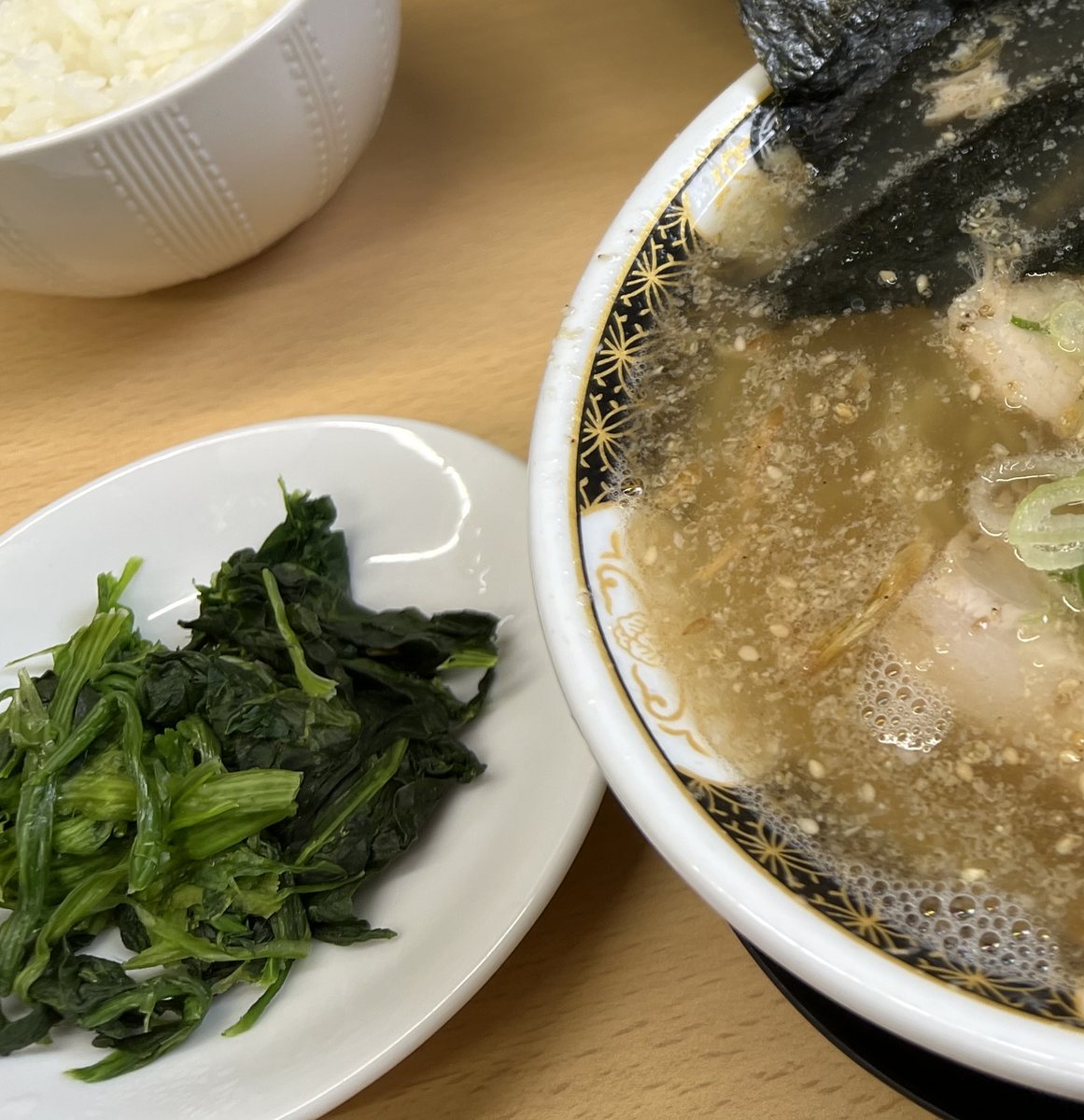 麺屋ようすけ ライスとほうれん草の小皿
